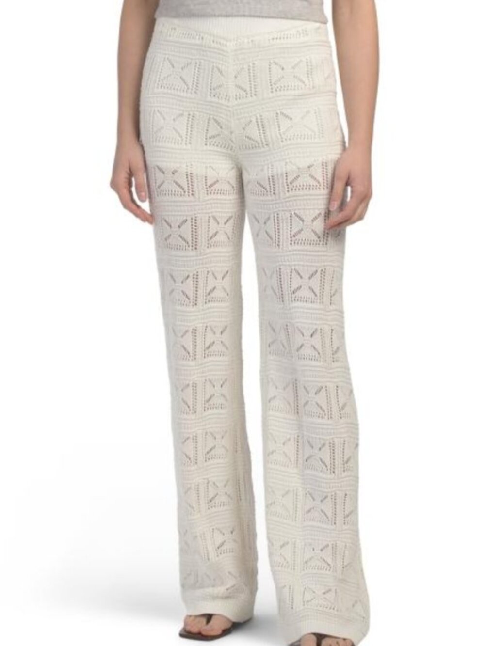 NWT SUNDAY EDITION White Open Crochet Wide Legs Pants